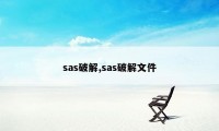 sas破解,sas破解文件