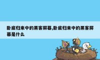 卧底归来中的黑客屏幕,卧底归来中的黑客屏幕是什么