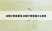 白帽子黑客晋级,白帽子黑客是什么意思