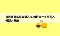 当黑客怎么攻击别人ip,如何当一名黑客入侵别人系统