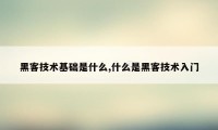 黑客技术基础是什么,什么是黑客技术入门