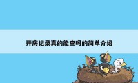 开房记录真的能查吗的简单介绍