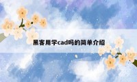 黑客用学cad吗的简单介绍