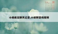 小胡疯狂聊天记录,小胡聊游戏视频