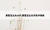 黑客怎么从wifi,黑客怎么从手机中排除