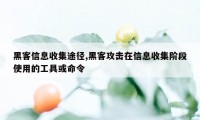 黑客信息收集途径,黑客攻击在信息收集阶段使用的工具或命令