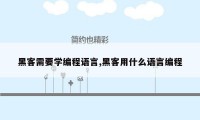 黑客需要学编程语言,黑客用什么语言编程