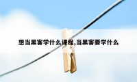 想当黑客学什么课程,当黑客要学什么