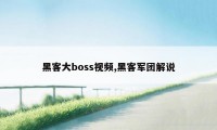 黑客大boss视频,黑客军团解说