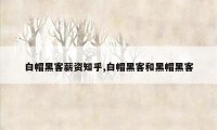 白帽黑客薪资知乎,白帽黑客和黑帽黑客