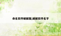 命名软件破解版,破解软件名字