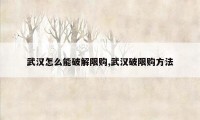 武汉怎么能破解限购,武汉破限购方法