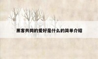 黑客共同的爱好是什么的简单介绍