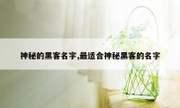 神秘的黑客名字,最适合神秘黑客的名字