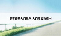 黑客密码入门教学,入门黑客教程书