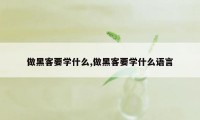 做黑客要学什么,做黑客要学什么语言