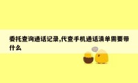 委托查询通话记录,代查手机通话清单需要带什么