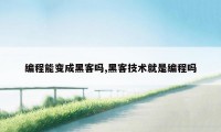 编程能变成黑客吗,黑客技术就是编程吗