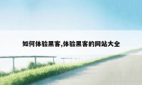 如何体验黑客,体验黑客的网站大全