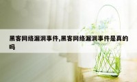 黑客网络漏洞事件,黑客网络漏洞事件是真的吗