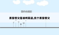 黑客师父是谁啊英语,找个黑客师父