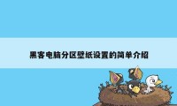 黑客电脑分区壁纸设置的简单介绍