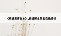 《精通黑客脚本》,精通脚本黑客在线阅读