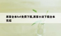 黑客全本txt免费下载,黑客小说下载全本完结