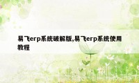 易飞erp系统破解版,易飞erp系统使用教程