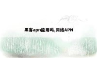 黑客apn能用吗,网络APN