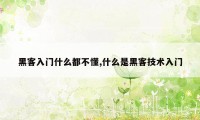 黑客入门什么都不懂,什么是黑客技术入门