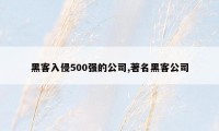 黑客入侵500强的公司,著名黑客公司