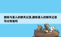 删除与某人的聊天记录,删除某人的聊天记录可以恢复吗