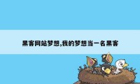 黑客网站梦想,我的梦想当一名黑客